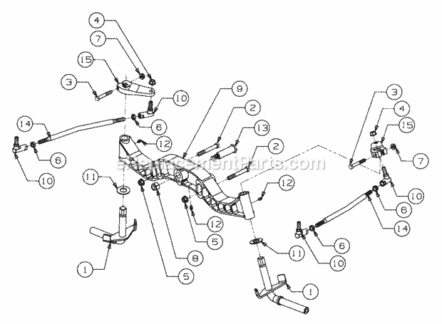 Front Axle And Connections Diagram and Parts List for 13A-224F100 Cub Cadet Lawn Tractor